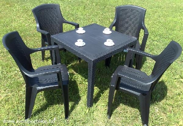 Kinged Antracit 4 Szemelyes Rattan Hatasu Garnitura Kerti Butor Webaruhaz Muanyag Kerti Asztal Szek Webaruhaz Webshop