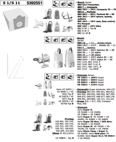 S1/S6 PAP�R PORZS�K BBZ80AF 457284 helyett SIEMENS/BOSCH ew01700