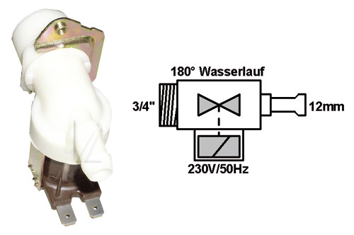Mos�g�p alkatr�sz, ELEKTROMOS-SZELEP 1-UTAS 180� 12MM ew02137