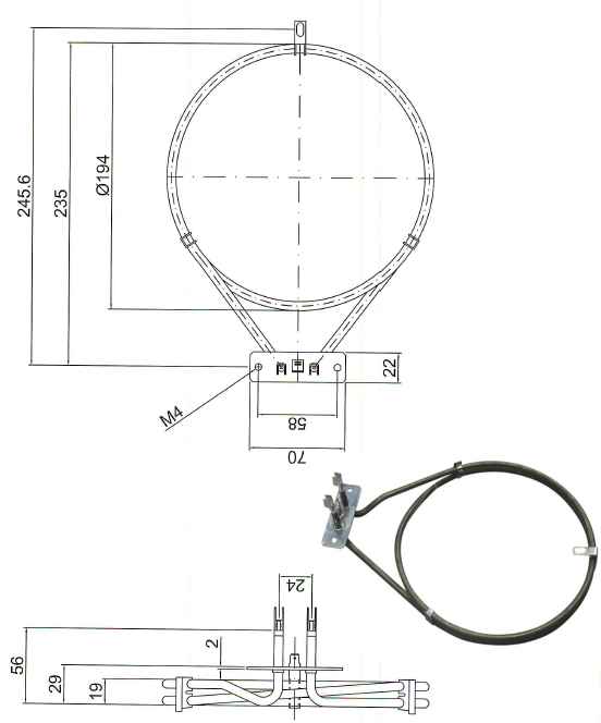Tűzhely alkatrész, Körfűtőszál, körfűtőbetét, AEG, Electrolux, tűzhelyhez ew03852