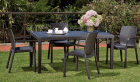 PRINCE antracit 150x90cm rattan hatású 6 személyes asztal