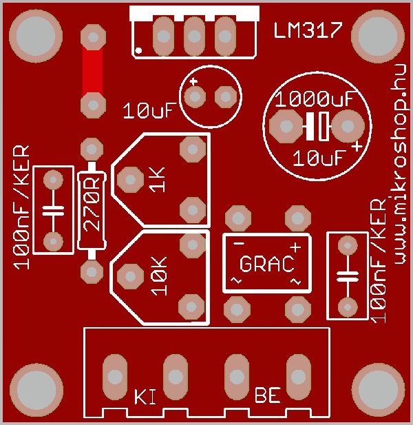 KIT tápegység szabályozható 1A LM317-el
